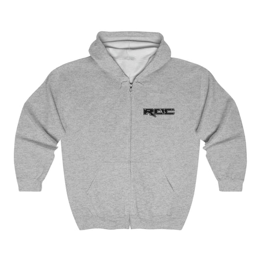 Full Zip Hooded Sweatshirt (Black Logo Front/Back)