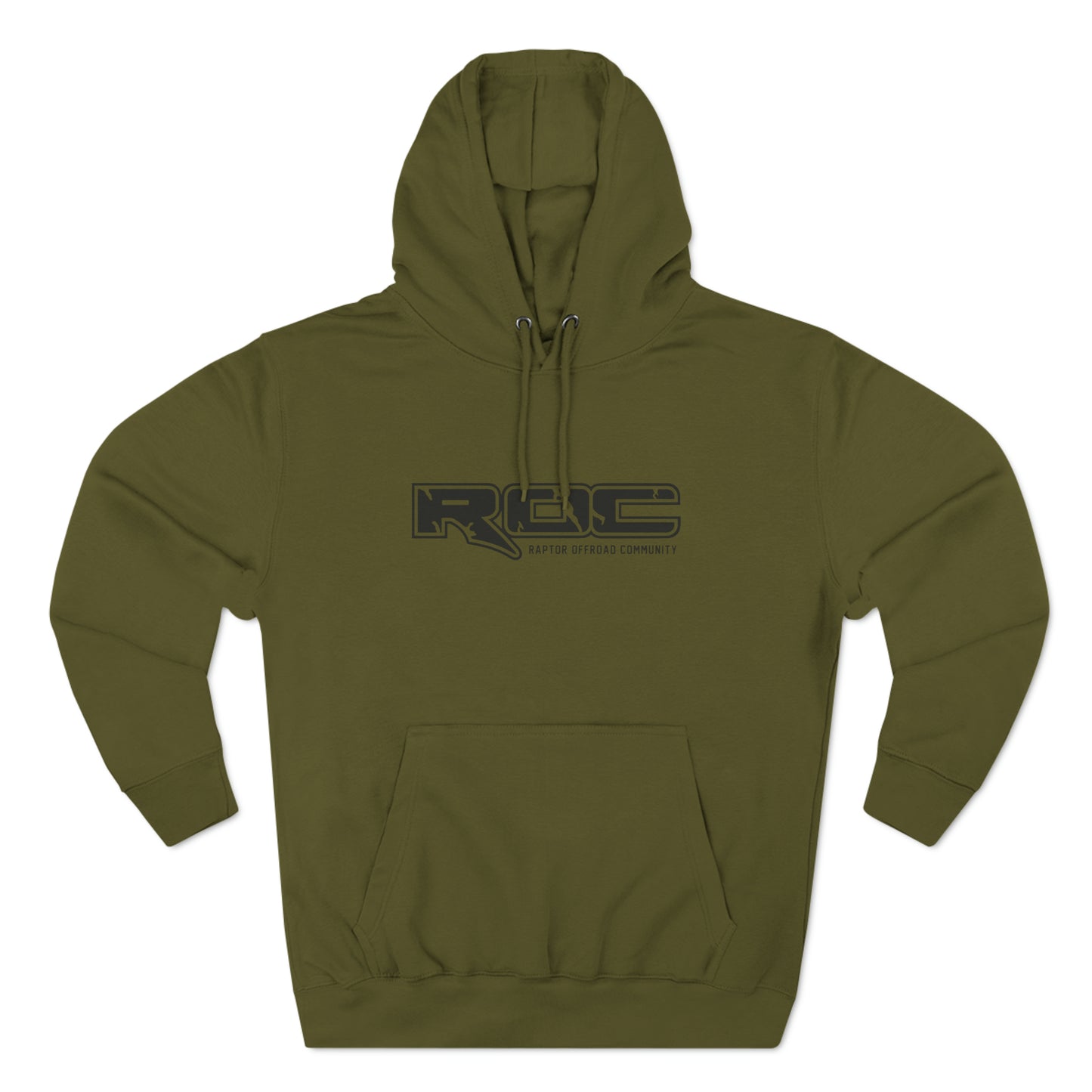 Olive Green Fleece Hoodie (Black Logo Front)